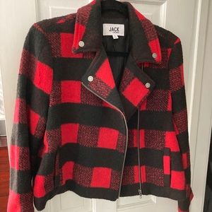 Jack by BB Dakota buffalo plaid moto jacket, small